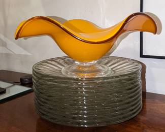 Mid-century modern handblown glass bowl