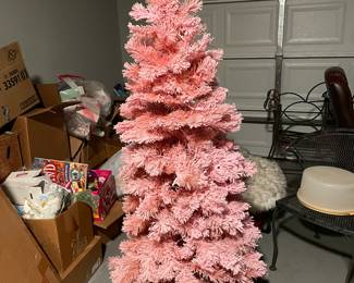 Pink flocked Christmas tree