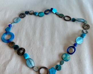 Blue Stone Flowers Necklace $8.00