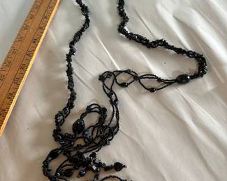 Long Black Beaded Necklace $8.00