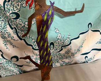 Metal Wall Art Woman in Purple and Yellow Signed $75.00