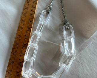 Clear and Silver Link Necklace $8.00