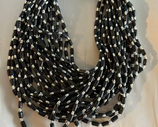 Black and Silver Multi Multi Strand Necklace $12.00