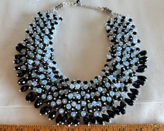 Large Heavy Black and White Beaded Necklace $25.00