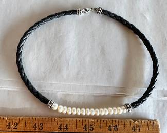 Leather Braided and Pearl Necklace $5.00