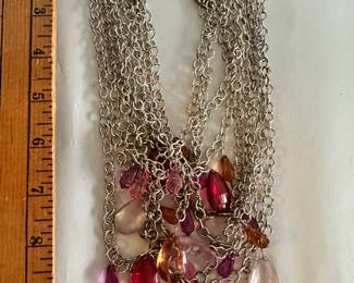 Pink and Purple Multi Strand Necklace $6.00