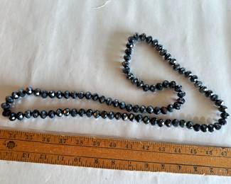Black Beaded single Strand Long Necklace $5.00
