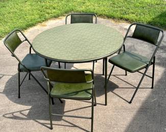 Vintage Card Table with 4 Folding Chairs