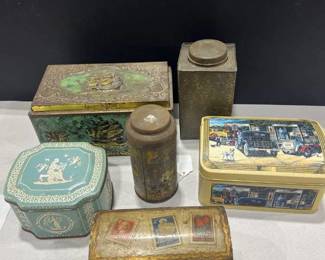 Wooden and tin canisters