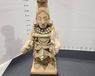 Mayan clay statue 13 in tall