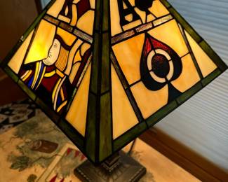 Tiffany Style Poker Stained Glass Lamp