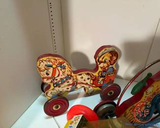 1940's GONG BELL MFG Dog Cart Pull Toy