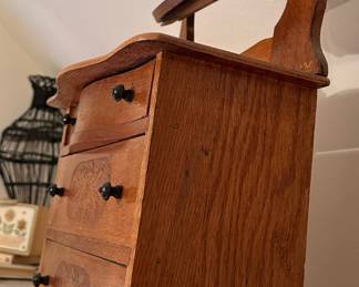 Antique SALESMAN SAMPLE Oak Bow Pressed Front Bedroom Dresser with Mirror