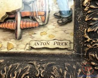 ANTON PIECK Framed Paper Sculpture Street Market Scenes