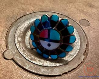 STERLING Zuni Style Sunface Ring