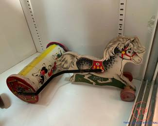 1940's FISHER PRICE Wood Pull Toy PONY CHIME