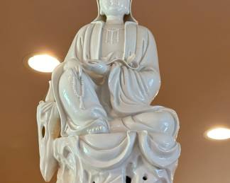 Chinese Blanc De Chine KUAN YIN Porcelain Statue