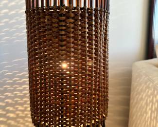 PALECEK Tall Cylinder Bamboo Rattan Floor Lamp