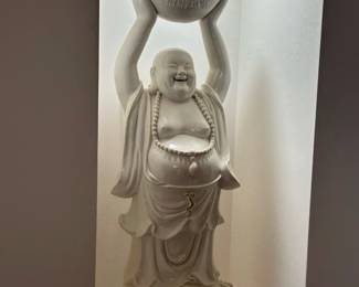 Blanc De Chine Chinese Laughing Buddha 40" Statue