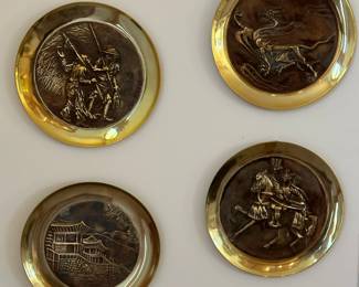 Vintage Chinese Brass Wall Reliefs