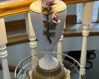 Antique Porcelain Lamp with Floral Motiff