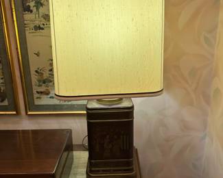 Vintage FREDERICK COOPER Chinese Chinoiserie Tea Tin Table Lamp