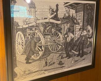 Vintage Signed Firehouse Print