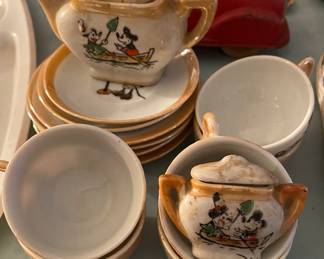 Old Mickey Mouse Lusterware Miniature Tea Set