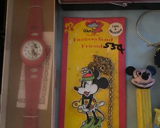 No Feet Mickey Mouse Pez, Minnie Mouse Necklace, Bradley Mickey Mouse Watch