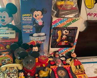 Mickey Mouse Gumball Machine and Telephone in Original Boxes