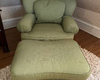 Pearson upholstered green chair and ottoman