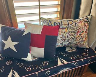 lots of Americana and nautical pillows