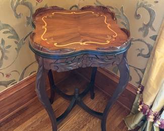 antique carved marquetry side table