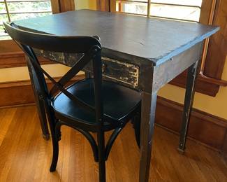 antique metal table / desk with slate top