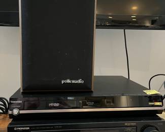 vintage Polk Audio Monitor 4 single speaker, Pioneer A/V Receiver, Toshiba DVD