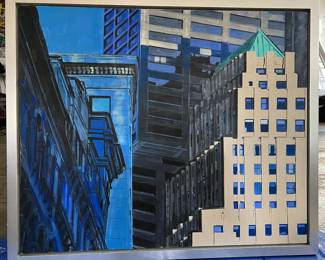 Andrew Klein
Blue Cityscape/Blue Downtown
Oil on Canvas
Floater Frame 
51.75” X 43.75” X 2.75”
Conservatively Assessed at $3,000
Our Price: $875