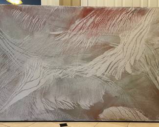 Joan Brownstein
NOT part of the McKinsey Collection 
Original Mixed media painting on canvas stretched on a by Joan Brownstein, “In the Canopy” on canvas on a wooden box frame, 55” X 80”, wired to hang
The artist used a poured technique (acrylic, pastel, and possibly other mediums)
Donated by the very generous niece of the late artist
Our Price: $195