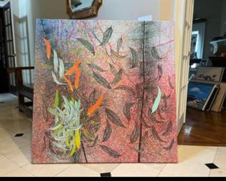 Kishore Sahu 

NOT part of the McKinsey Collection 
Kishore Sahu signed original acrylic on canvas purchased in India
On canvas, wired to hang 47.5” X 48”
Our Price: $400
