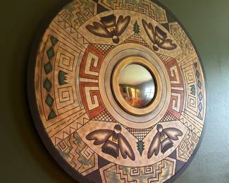 Circular Tribal-Style Mirror