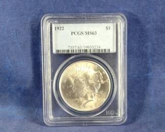 1922 PCGS MS63 Peace Dollar Coin