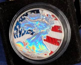 2003 Colorized American Silver Eagle Coin with COA