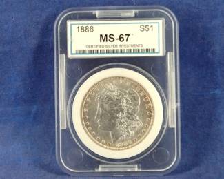 1886 CSI MS 67 Morgan Silver Dollar Coin