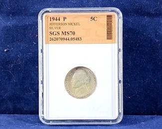 1944 P SGS MS70 Silver Jefferson War Nickel