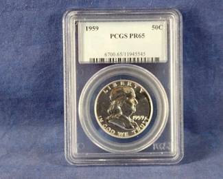 1959 PCGS PR65 Franklin Half Dollar Coin