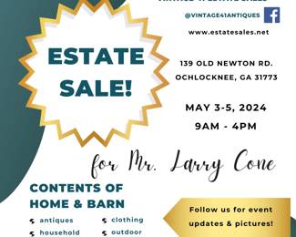 Larry Cone Estate Sale Flyer