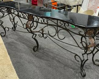 Console Table Metal Black Marble Top