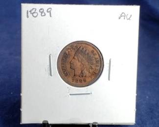 1889 AU Indian Head Penny Coin