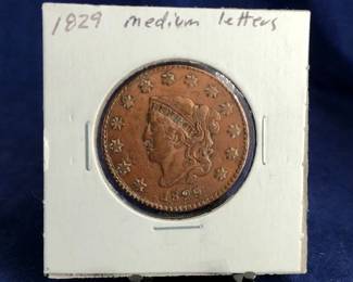 1829 Medium Letters Large Cent Coin