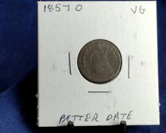 1857 O VG Better Date Seated Liberty Dime Coin