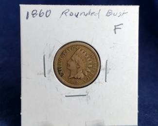 1860 F Rounded Bust Indian Head Penny Coin